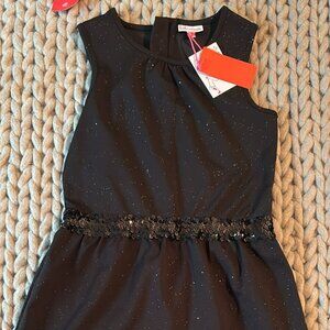 Navy Dress with Sequin Waste